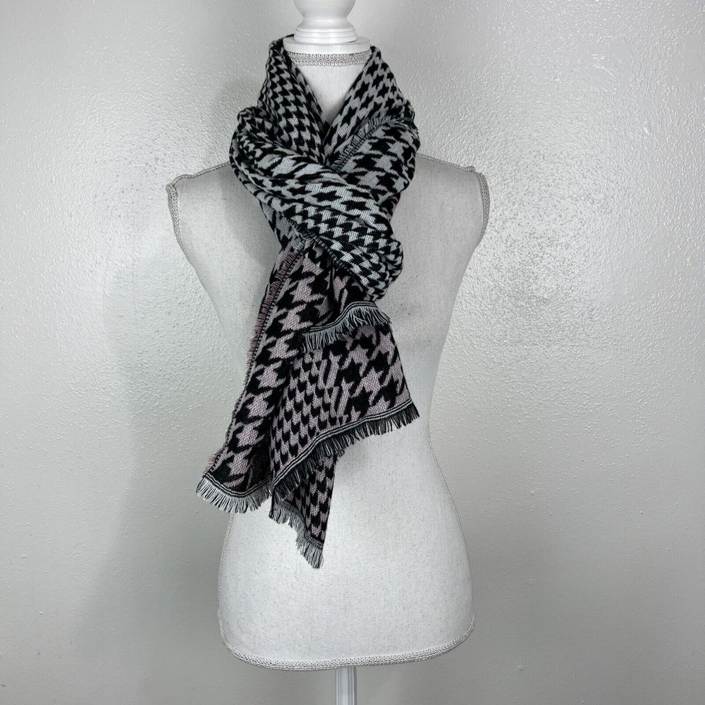 Mixit Scarf Women One Size Black White Pink Hound… - image 5